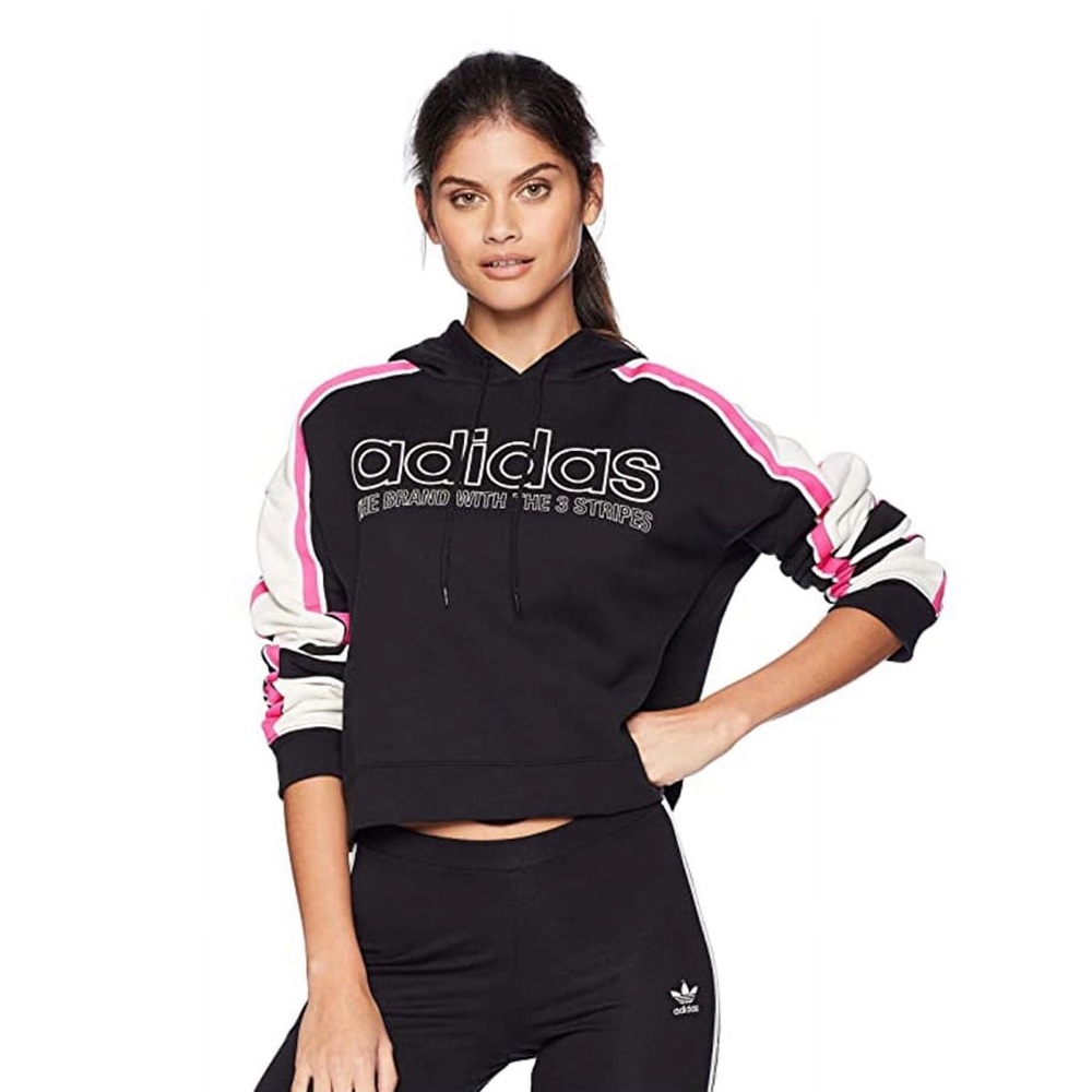 Adidas Originals Women’s Trefoil Racing Hoodie Cropped Retro Track